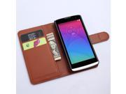 2016 New Flip folio Pu Leather Wallet Pouch Case Cover with Stand Card Slots for LG Leon Brown