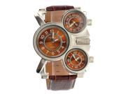 TinkSky 1167 Fashion Waterproof Men s Three Time Display Sports Quartz Wrist Watch with PU Band Brown