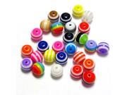 TinkSky 200pcs 10mm Colorful Striped Acrylic Round Beads Accessories for DIY Jewelry Making Art Craft Projects Random Color