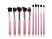 TinkSky 10pcs Portable Cosmetic Makeup Brushes Set Pink