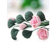 TinkSky Miniature Monthly Rose Flower Bunch for 1 12 Dollhouse Home Decoration Pink