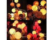 TinkSky Cotton Ball 20 LED String Lights with US plug for Wedding Garden Party Christmas Decoration Brown Serial