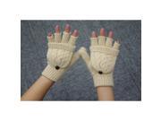 TinkSky Women Winter Warm Wool Knitted Convertible Fingerless Gloves With Mitten Cover