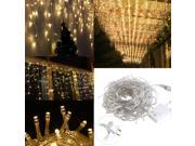 TinkSky LEORX 110V 5M 216 LED Fairy Lights Curtain Icicle Starry String Lights with US plug for Christmas New Year Home Garden Bedroom Wedding Warm whi