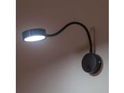 TinkSky Wiring Flexible 3W Gooseneck Led Wall Light Lamp Lighting for Bedroom Reading Bathroom with White Light Black
