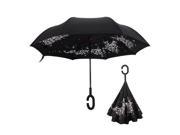 TinkSky Inverted Drip Free Vehicle Reflective Strip Safety Car Umbrella Anti UB Sun And Rain Umbrellas with C shaped Hands Free Handle Sunset Cherry