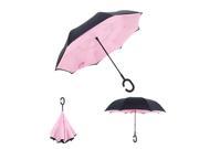 TinkSky Inverted Drip Free Vehicle Reflective Strip Safety Car Umbrella Anti UB Sun And Rain Umbrellas with C shaped Hands Free Handle Pink