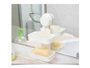 TinkSky Bathroom Accessories Double Layer Soap Dishes Strong Suction Cup Wall Soap Box Holder White