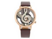 Tinksky M388 Fashion Women s Ladies Hollow Musical Note Style Dial PU Band Quartz Wrist Watch Brown