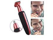 TinkSky Men Battery Powered Washable Facial Clipper Beard Nose Hair Trimmer Groomer Set Red Black