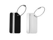 TinkSky 2pcs Rectangle Shaped Metal Travel Luggage Baggage Tags Suitcase Identification Tags Identifiers with Name Cards Metal Strings Black Silver