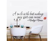 TinkSky A Smile Is the Best Makeup Any Girl Can Wear Marilyn Monroe Quote Removable PVC Wall Decal Sticker Home Decoration