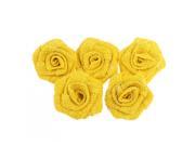 TinkSky 5pcs Hessian Burlap Rose Flowers for Christmas Wedding Decoration Yellow