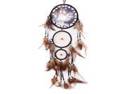 TinkSky Handmade Feather and Beads Decorated Wolf Style Wall Hanging Wind Chime Dream Catcher Black