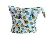 TinkSky Cute Bird House Pattern Washable Reusable Waterproof Zippered Baby Cloth Diaper Nappy Bag Wet Dry Bag Tote with Soft Snap Handle