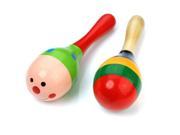 TinkSky 2pcs 11.5cm Funny Children Kids Wooden Maracas Rattle Shakers Musical Educational Toys Random Color Pattern