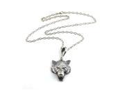 TinkSky Vintage Adjustable Wolf Style Alloy Pendant Sweater Necklace Chain Silver