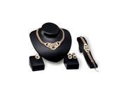 TinkSky Wedding Bridal Gold Plated Necklace Earring Bracelet Ring Jewelry Set Golden