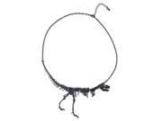 TinkSky Punk Gothic Adjustable Dinosaur Skeleton Alloy Necklace Chain Black