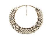 TinkSky Women Vintage Crystal Rhinestone Studded Collar Necklace Golden