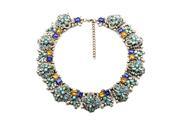 TinkSky Women Vintage Colorful Crystal Gem Studded Collar Necklace
