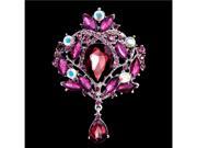 TinkSky Women Ladies Rhinestone and Glass Decorated Floral Brooch Pin Silver Purple