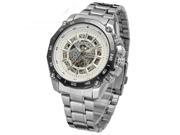 TinkSky Men Automatic Mechanical Wrist Watch with Stainless Steel Band White