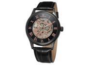 TinkSky Men Hollow Style Mechanical Wrist Watch with PU Band Black
