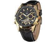 TinkSky Men Tourbillon Automatic Mechanical Wrist Watch with PU Band Golden Black