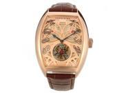 TinkSky Men Hollow Style Automatic Mechanical Wrist Watch with PU Band Rose Gold