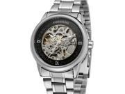 TinkSky Men Automatic Mechanical Wrist Watch with Stainless Steel Band Black Silver