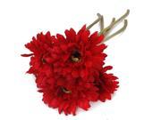TinkSky 5pcs Artificial Gerbera Daisy Flower for Wedding Home Decoration Red