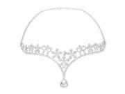 TinkSky Wedding Women s Crystal Bridal Flower Decor Crown Headband Tiara Headdress