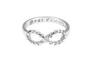 TinkSky Lovers Bowknot Infinity Best Friends Inscribed Finger Ring Silver