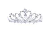 TinkSky Wedding Bridal Sparkling Crystal Rhinestones Crown Tiara Headband with Comb Silver