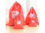 TinkSky A Set of 4pcs Universal Outdoor Travel Waterproof Nylon Drawstring Storage Bags Pouches Organizers in Different Sizes Rosy