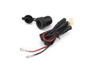 TinkSky CS 007 Waterproof 12V Car Motorcycle Female Cigarette Lighter Power Plug Socket Outlet with 1.5M Fuse Line Wire for GPS Cellphone MP3 Black