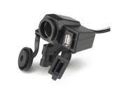 TinkSky Waterproof Motorcycle 12V 24V Cigarette Lighter Power 5V USB Port Integration Outlet Socket Black
