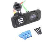 TinkSky CS 247 2 in 1 Waterproof 12 24V Car Motorcycle Boat Dual USB 3.1A Power Adapter Charger LED Digital Voltmeter Socket Combo Black