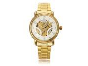 TinkSky Men Automatic Mechanical Wrist Watch with Stainless Steel Band White Golden