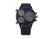 TinkSky Oulm HP3594 Men Boys Multi Time Display Quartz Wrist Watch with PU Band Blue