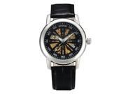 TinkSky Men Round Dial Mechanical Wrist Watch with Stainless Steel Band Black Silver