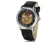 TinkSky Men Automatic Mechanical Wrist Watch with PU Band Black Silver