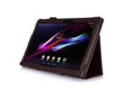 TinkSky Tablet Protective Cover Slim Folding Cover Case for Sony Xperia Z4 Tablet Andriod 5.0 Device Brown