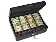 Select Spacious Size Cash Box 9 Compartment Tray 2 Keys Black W silver Handle By PM Company Securit