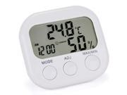 Mini Indoor Outdoor Digital LCD Thermometer Hygrometer Clock Temperature Humidity Meter Gauge White