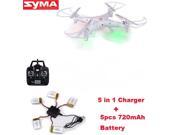 Syma X5C-1 2.4Ghz 6-Axis Gyro RC Quadcopter Drone UAV RTF UFO with 0.3 MP HD Camera With Extra 5 Pieces 720Mah Batteries and 1 Piece 5-In-1 Charger