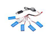 5Pcs 3.7V 500mAh Lipo Batteries With 1 Piece USB Charging Cable For Hubsan X4 RC Helicopter Quadrocopter Drone H107 H107L H107D H107C Wltoys V202 V939 V252 U81