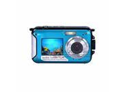 Double Screen Waterproof Camera Full HD Camera 24MP 16x Digital Zoom Dive CMOS Camera Blue