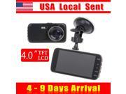 { Sent from USA } 4.0 inch Screen Super HD 1296P Dual Lens Front Rearview 2CH WDR G Sensor Night Vision Car Camera DVR